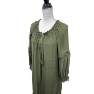 Parallel skies olive green boho long sleeve cut off lower sleeve geometrical pat